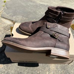 Clarks Women Camzin Dime Ankle Boot Brown Leather Moto Buckle size 10